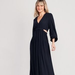 Old Navy Deep Wrap-effect V-neck Navy Blue Dress